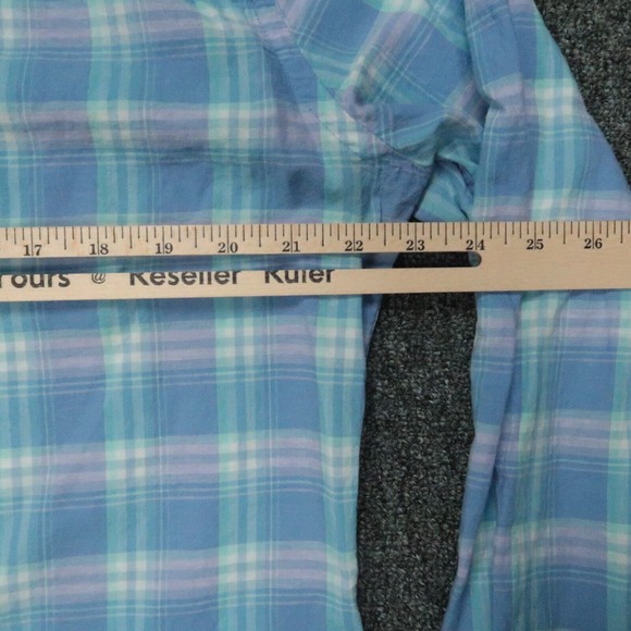 Faherty Shirt Mens Large Blue Plaid Lightweight Long Sleeve Button Up - Picture 7 of 9